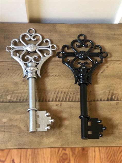 large silver metal house key wall decor|large metal keys for wall.